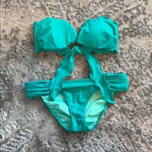 Victoria’s Secret Turquoise Ruffle Tie Back Bikini